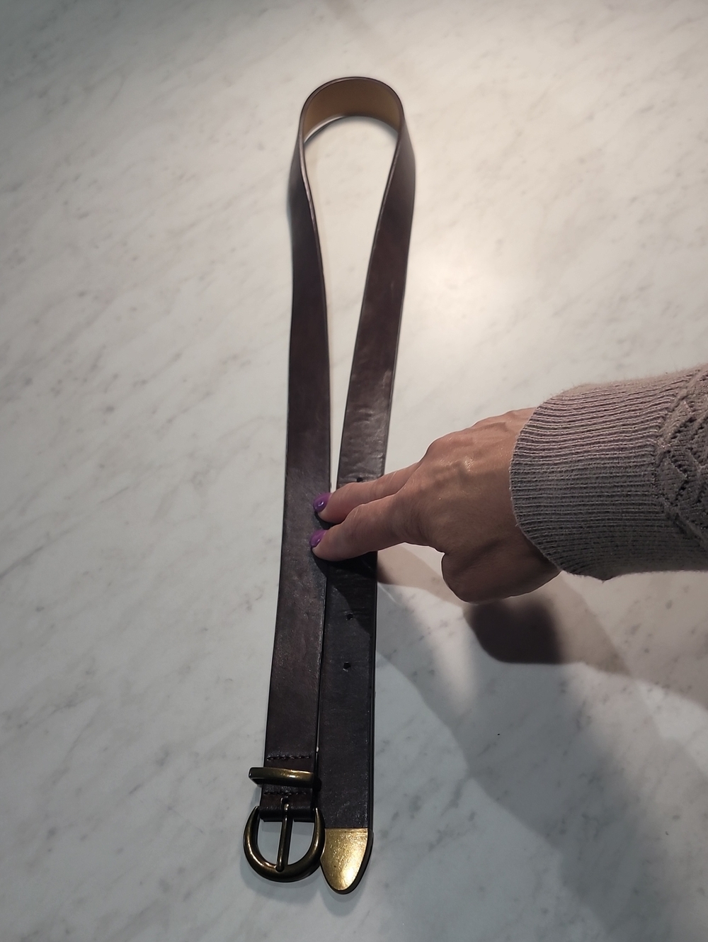 Old Navy Dark Brown Belt with Brass Buckle - Picture 5 of 6